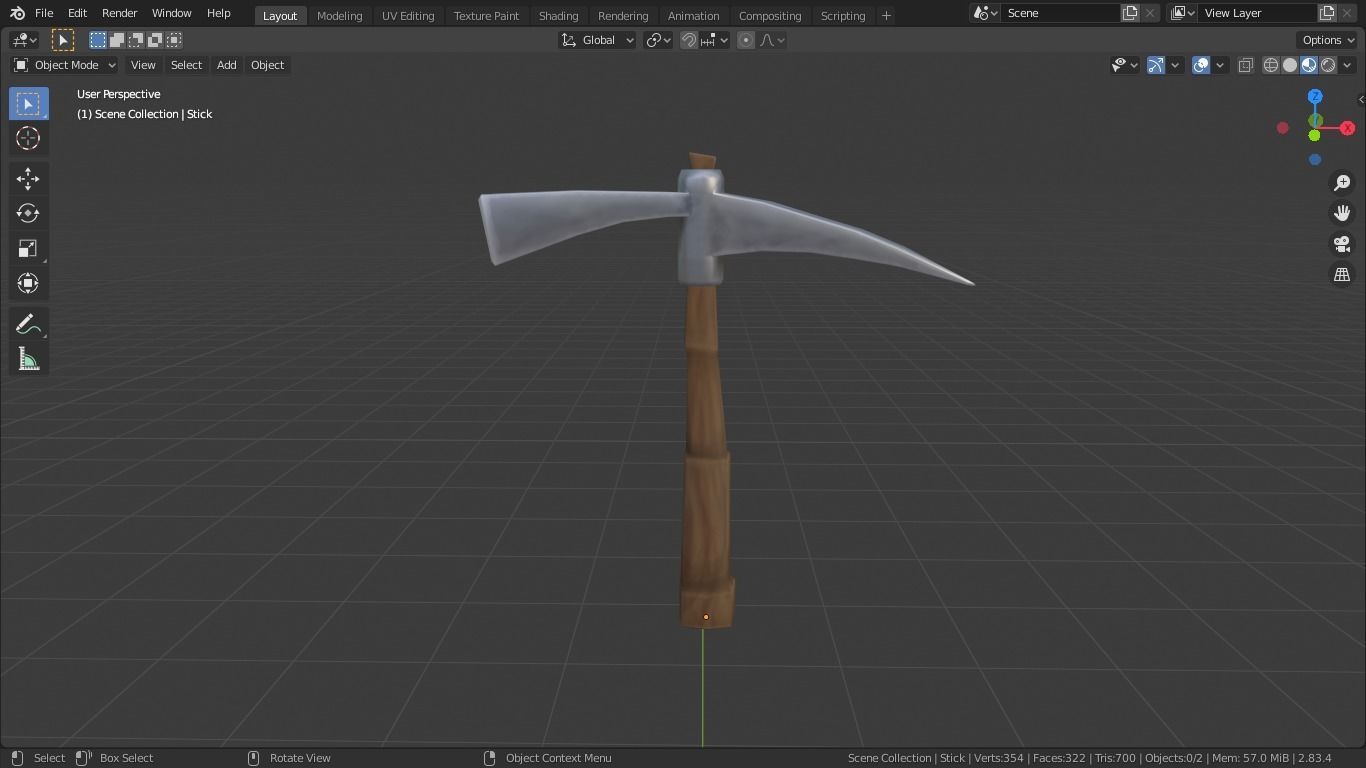 Pickaxe - low-poly hand-painted 3D model Low-poly 3D model_4