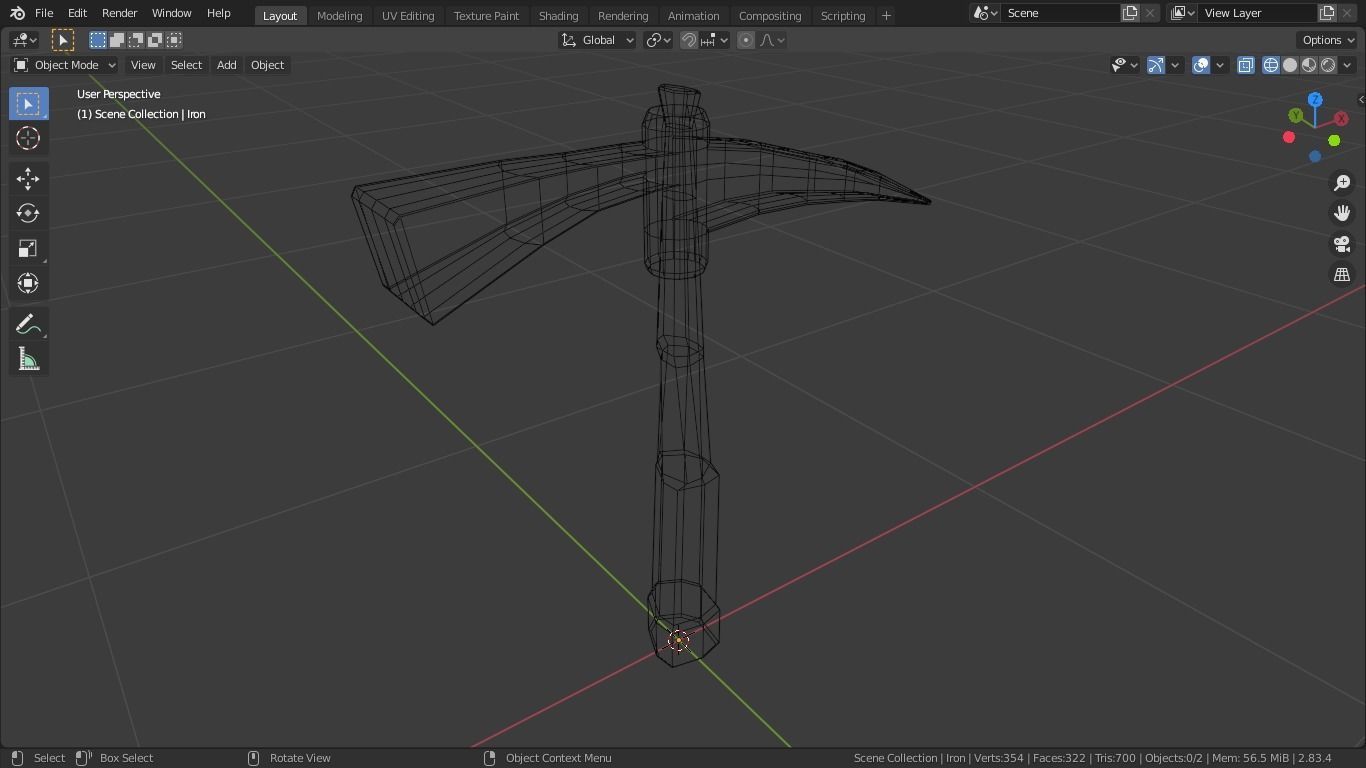 Pickaxe - low-poly hand-painted 3D model Low-poly 3D model_3