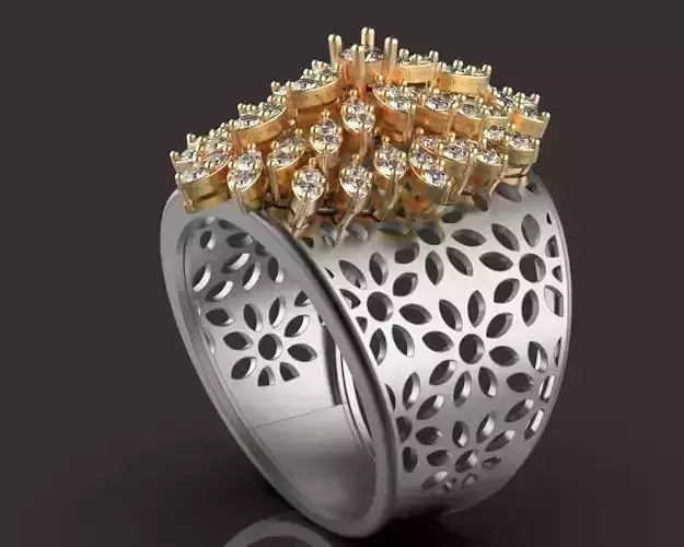 Engagement Marquis Ring Silver Gold  Print