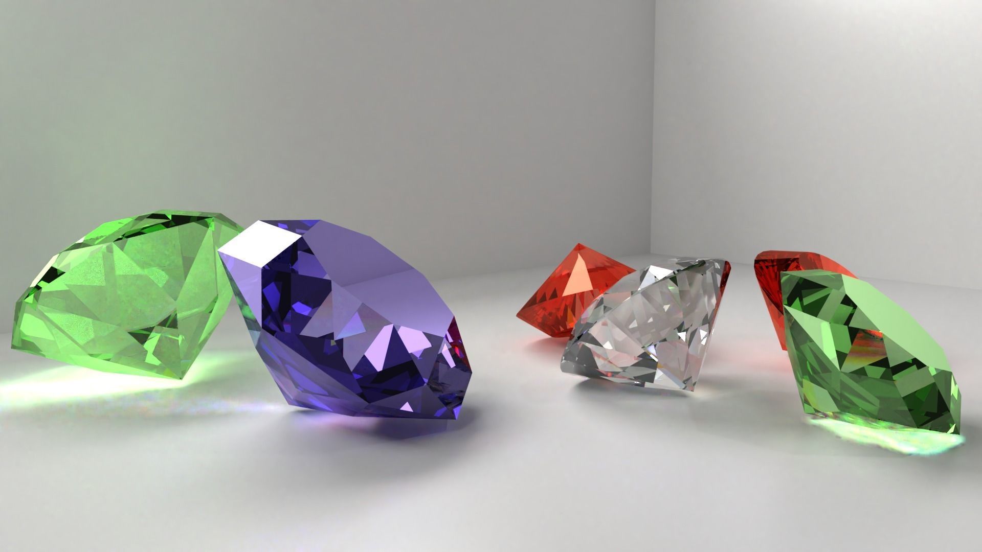 Diamonds - Blue Green Red White 3D model_4