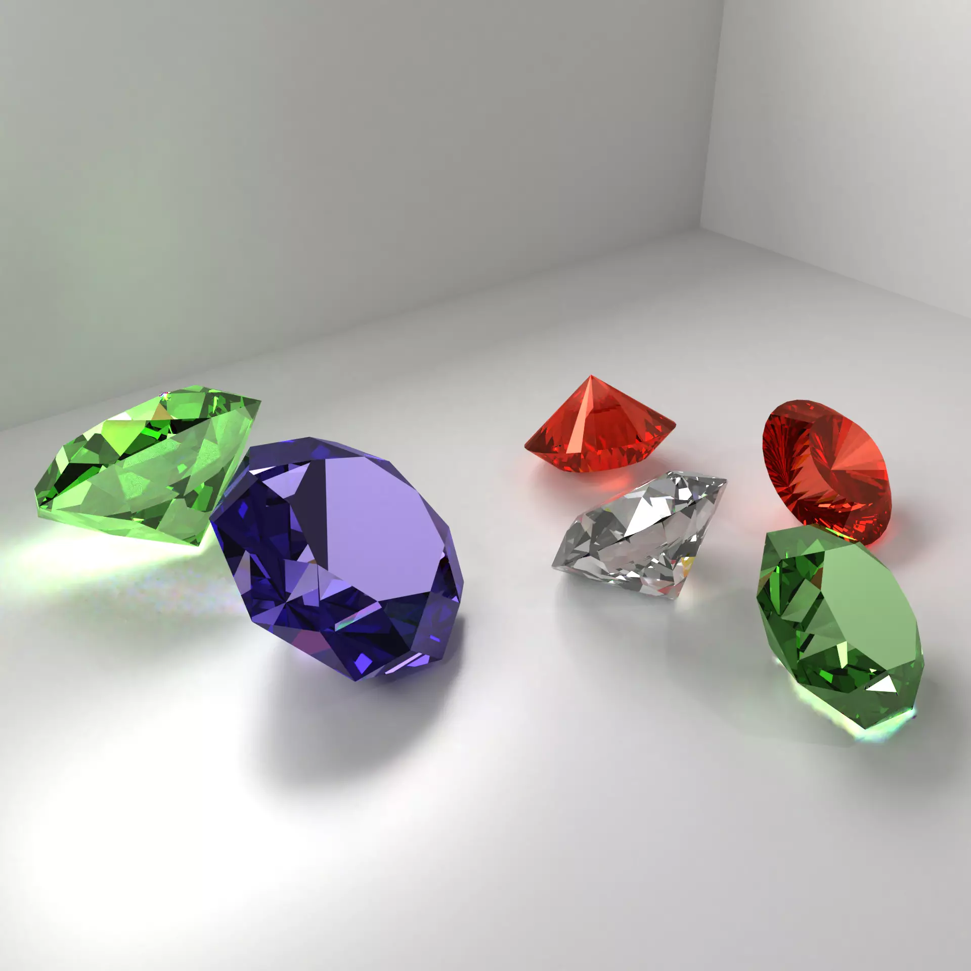 Diamonds - Blue Green Red White 3D model_3