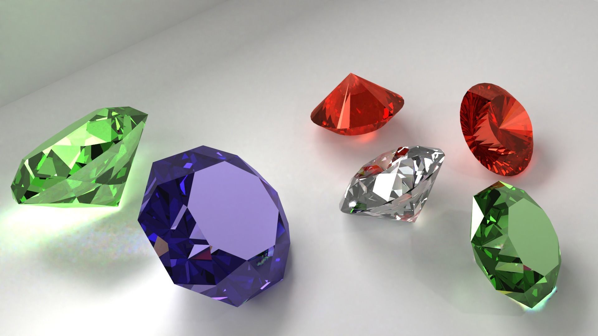 Diamonds - Blue Green Red White 3D model_5
