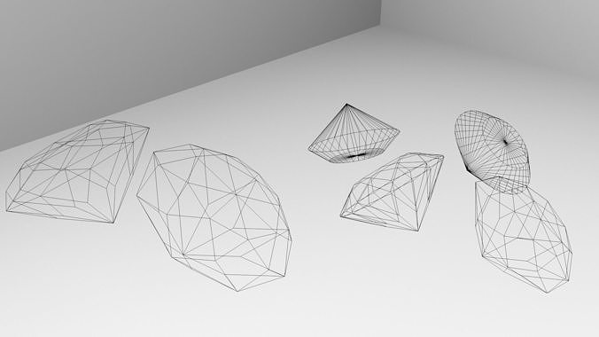 Diamonds - Blue Green Red White 3D model