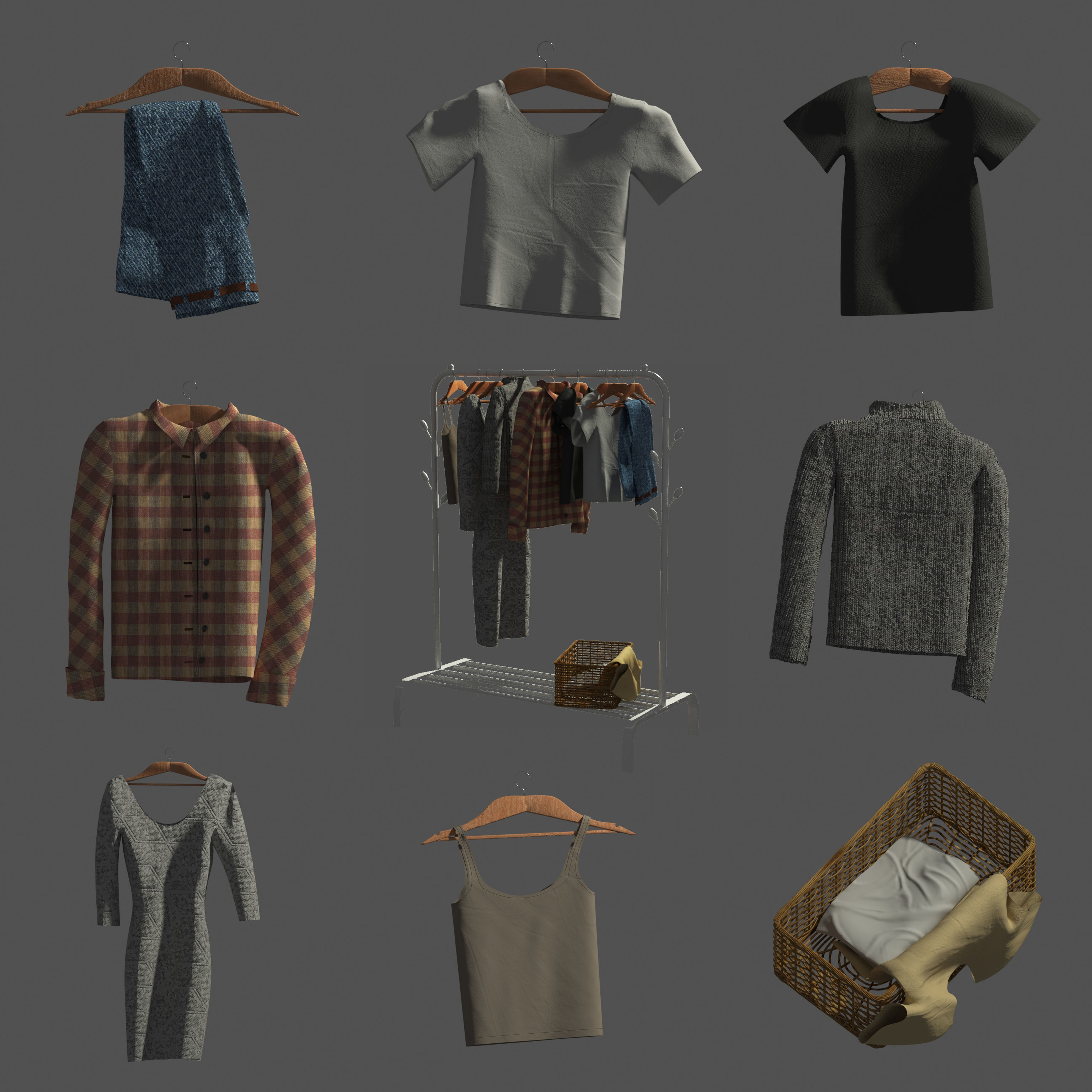 Set of clothes 3D model_2