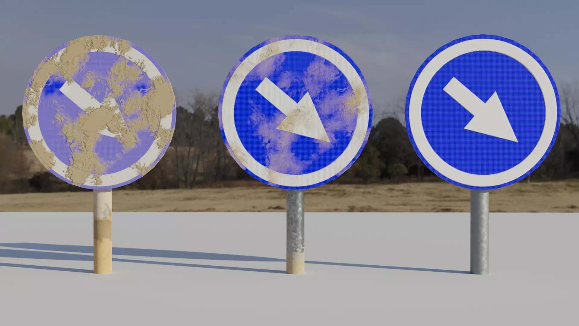 Keep Right - Round Road Signal Free 3D model