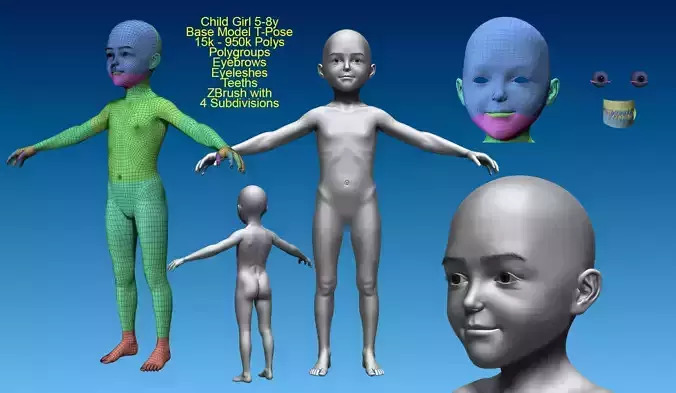 Child Girl 5-8y Base Model T Pose