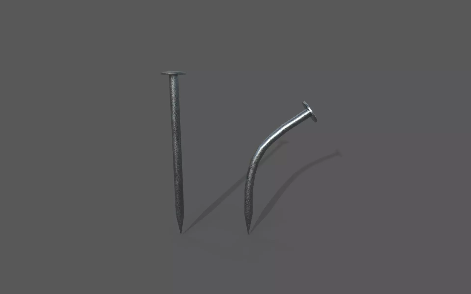 Clean bent and straight nails Low-poly 3D model_0