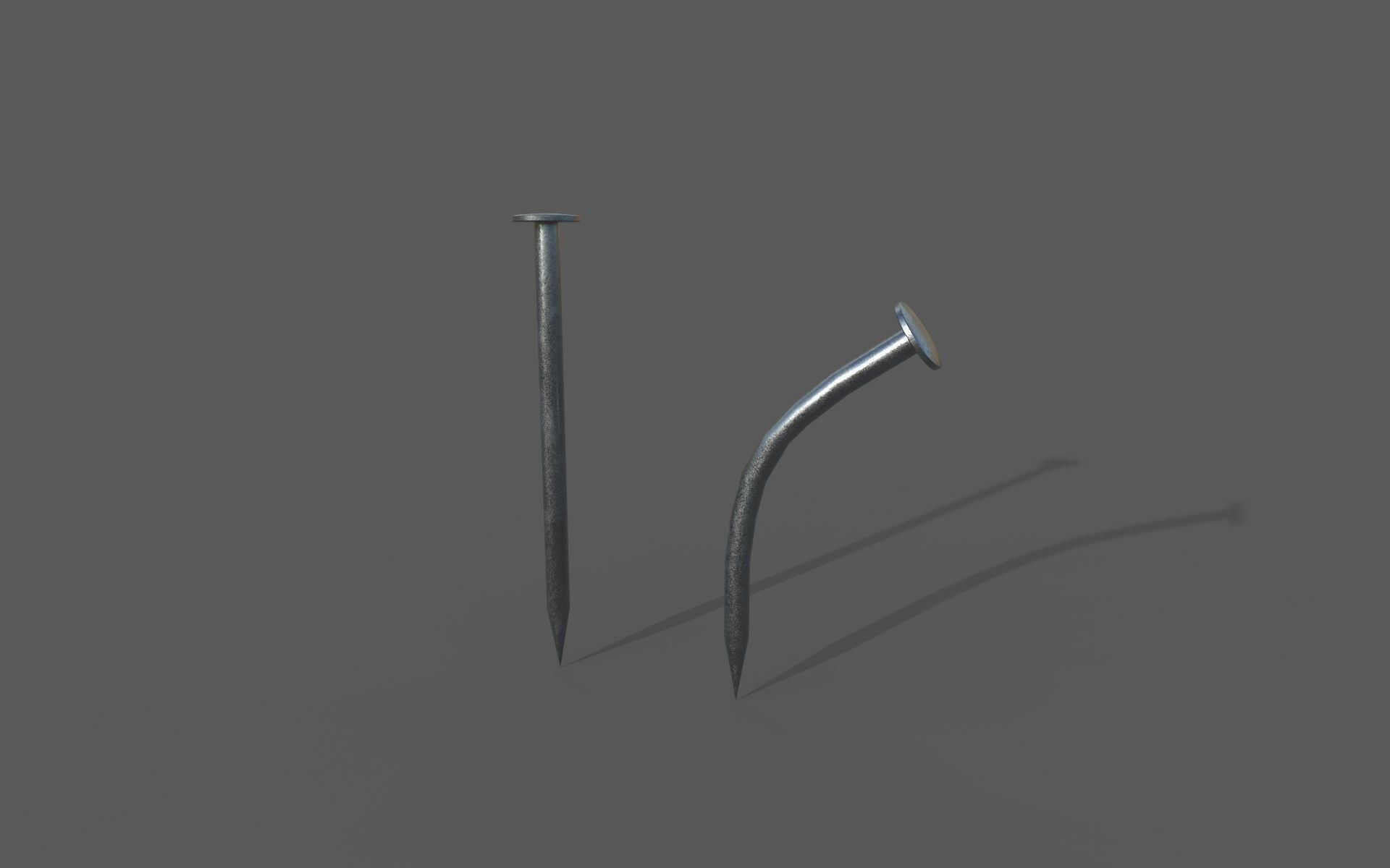 Clean bent and straight nails Low-poly 3D model_1