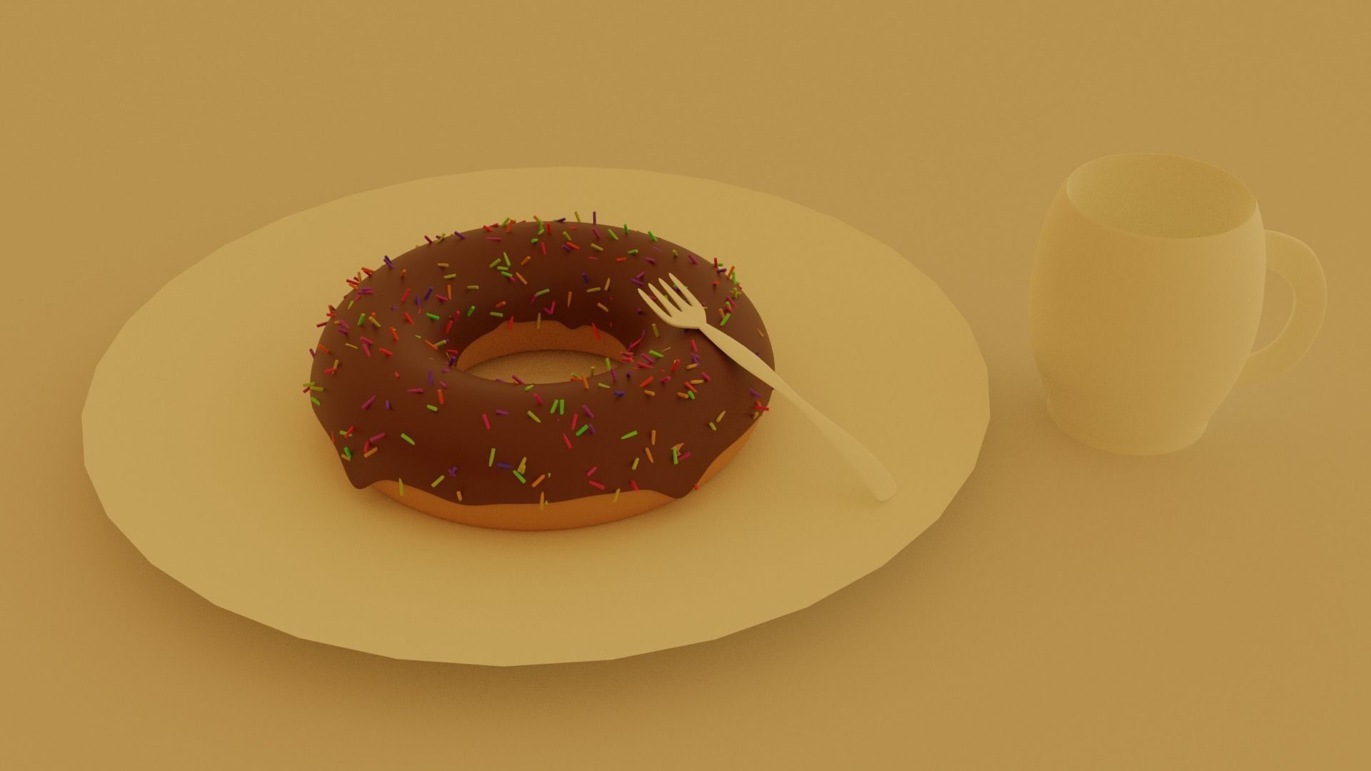 Donught donut with sprinkles 3D model_1