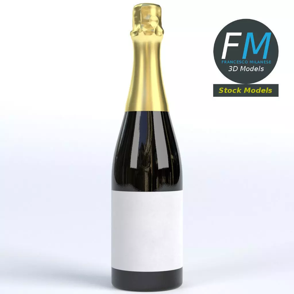 Champagne bottle 3D model_0