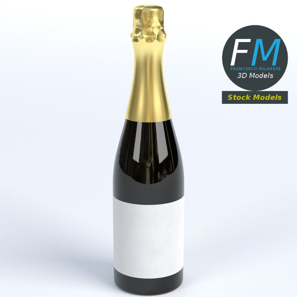 Champagne bottle 3D model_3
