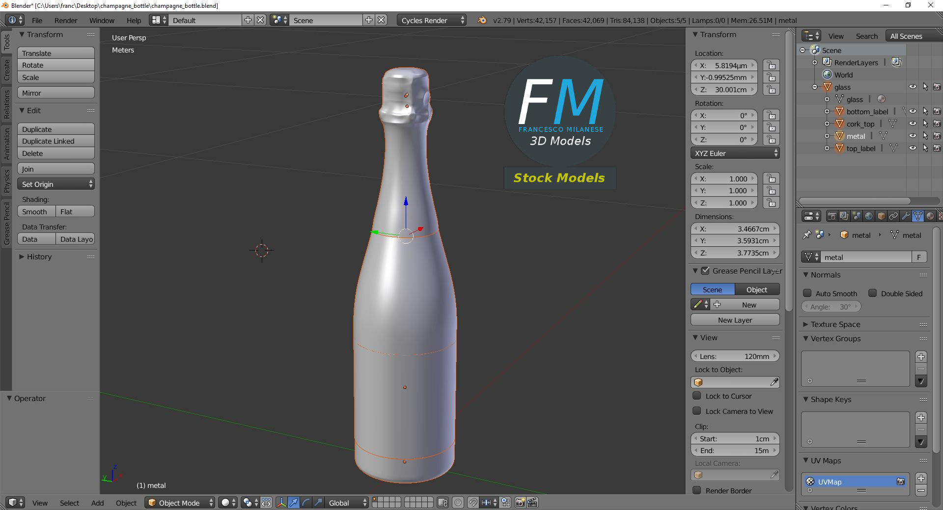 Champagne bottle 3D model_9