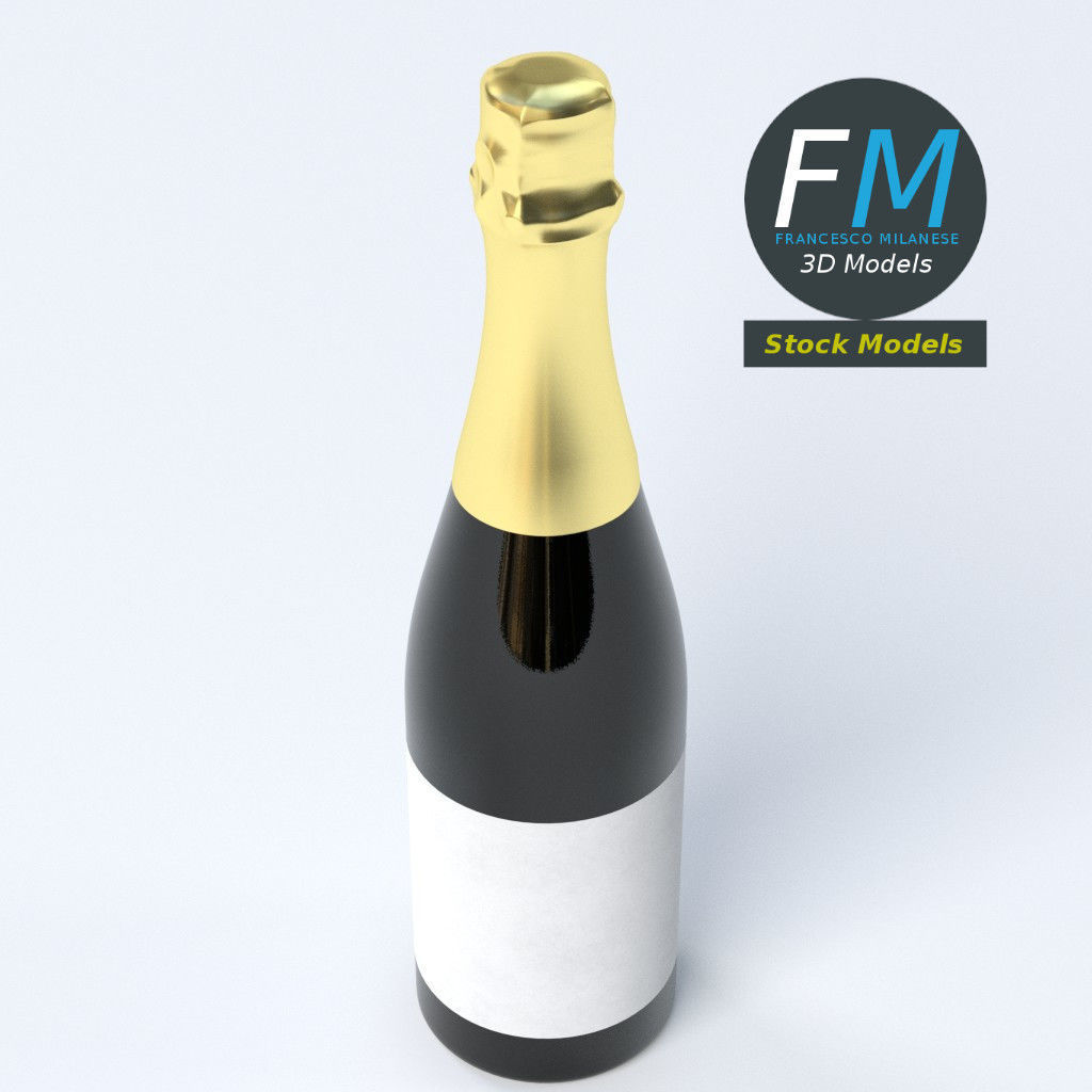 Champagne bottle 3D model_5