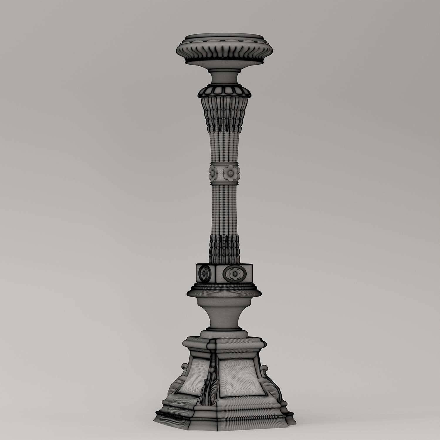 Carved Candle Holder 3D model_4