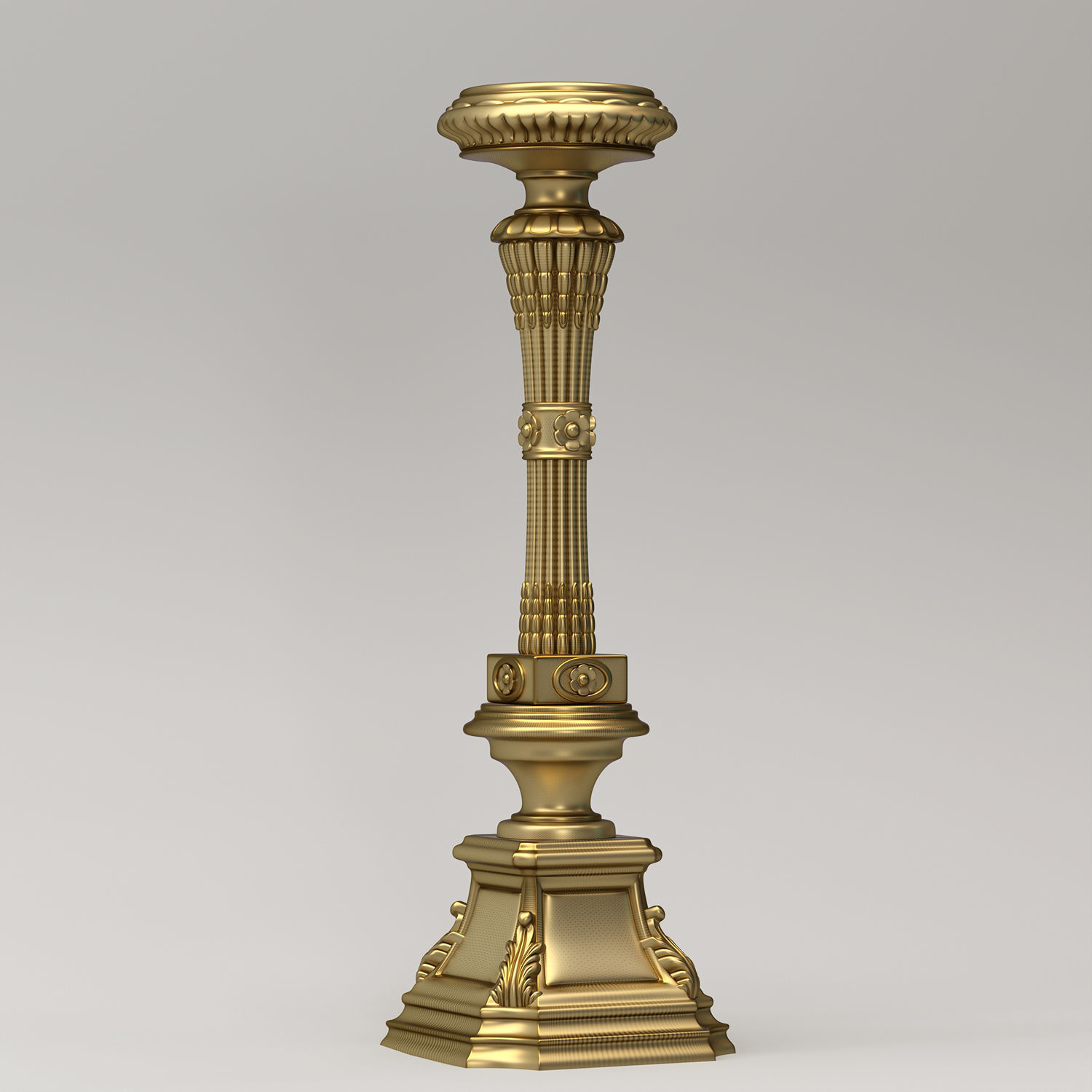 Carved Candle Holder 3D model_8