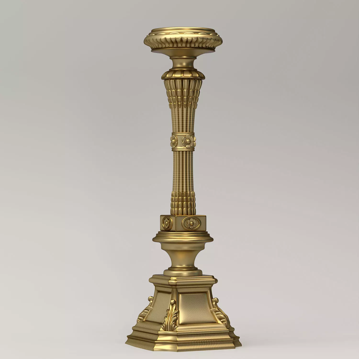 Carved Candle Holder 3D model_0