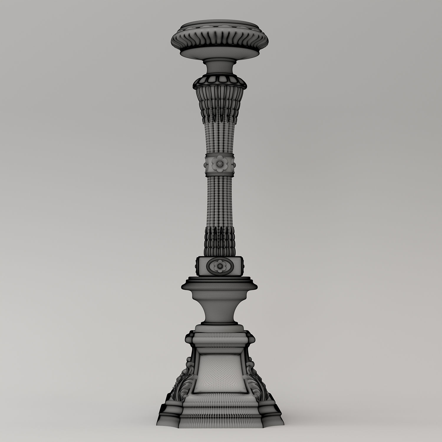 Carved Candle Holder 3D model_6