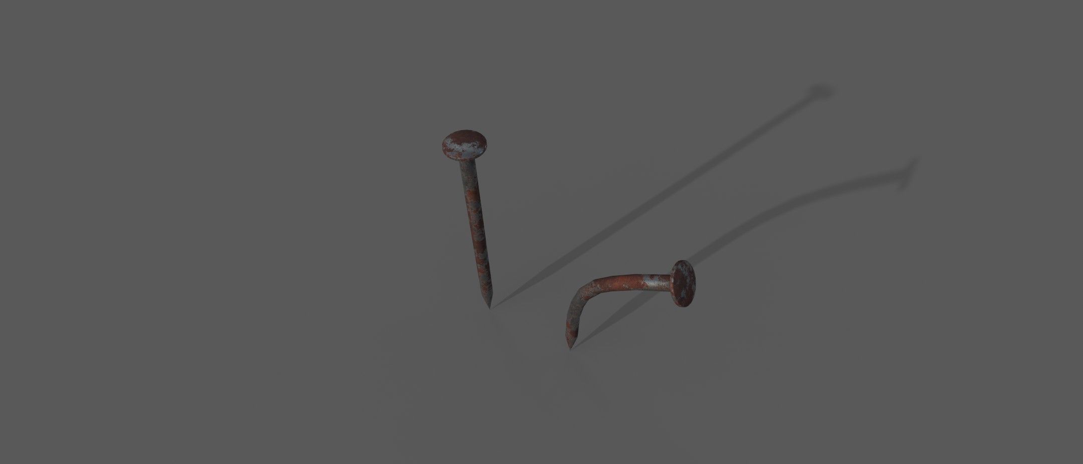 Rusty straight and bent nails Low-poly 3D model_4