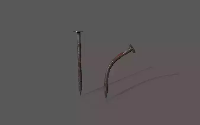 Rusty straight and bent nails