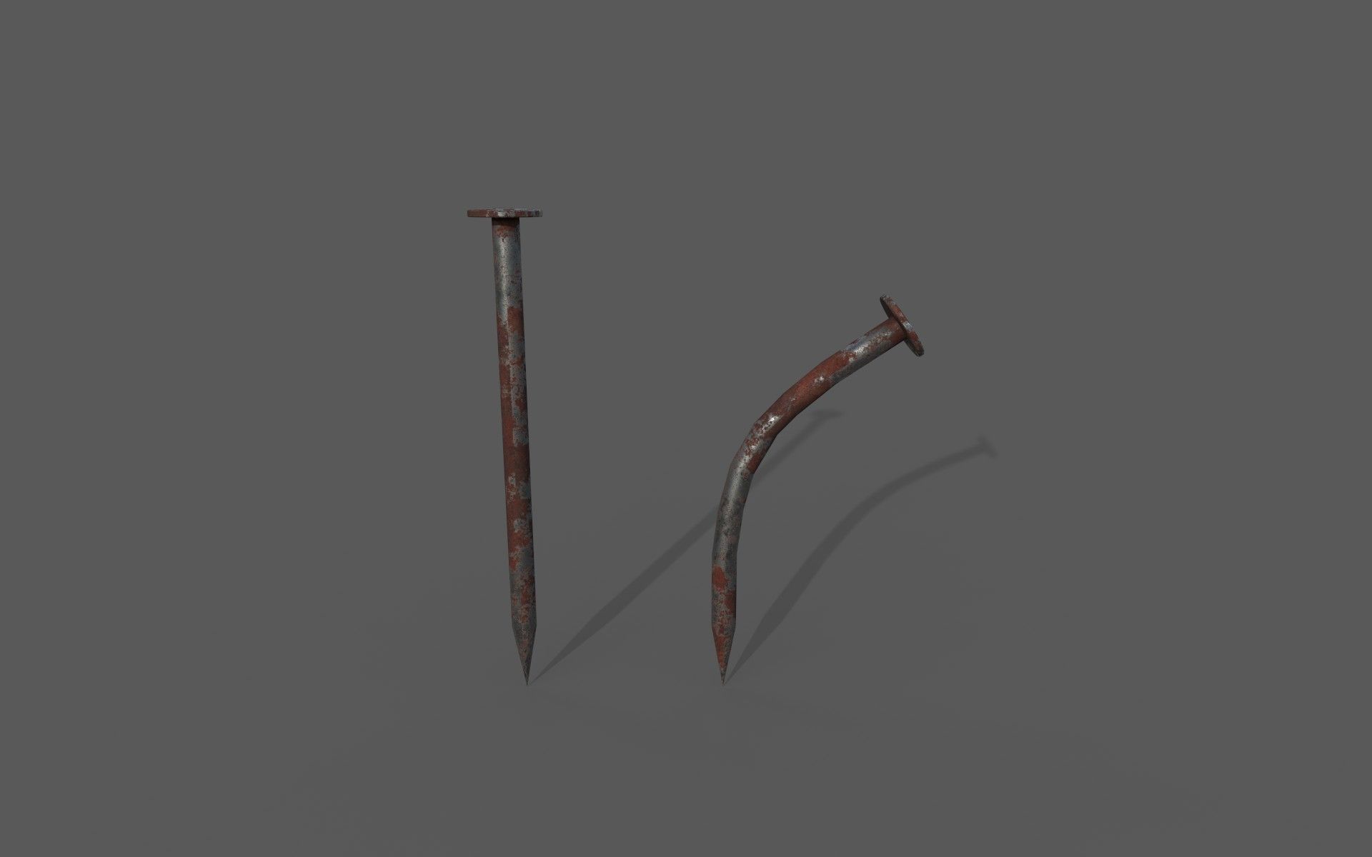 Rusty straight and bent nails Low-poly 3D model_3