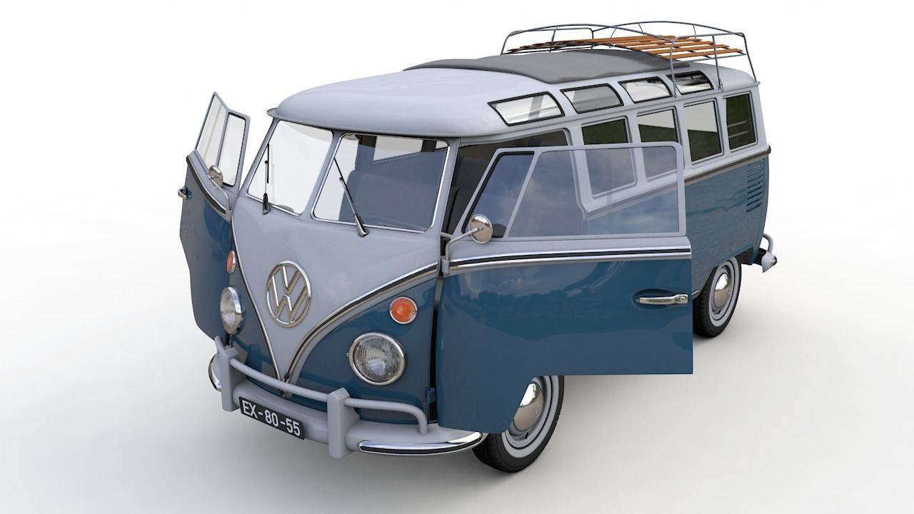 Volkswagen T1 Microbus Deluxe 1966 3D model_1