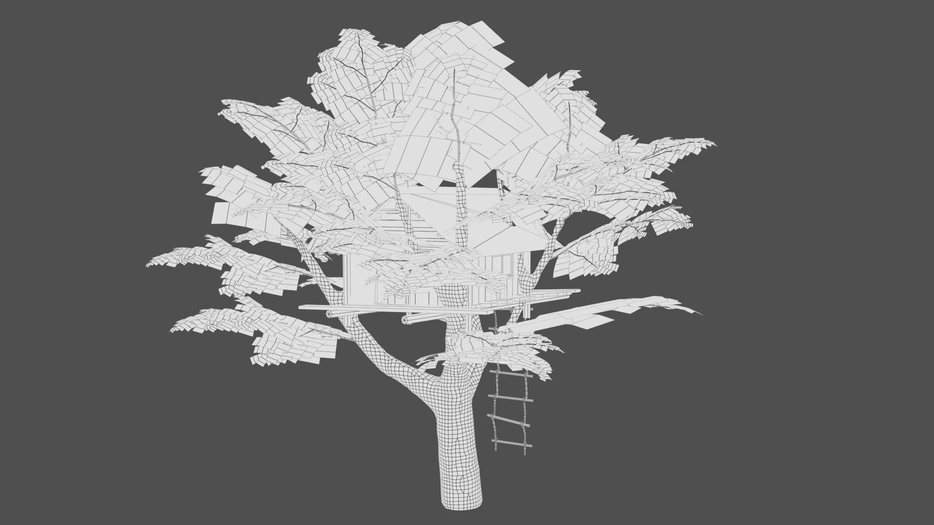 Tree house Low-poly 3D model_8