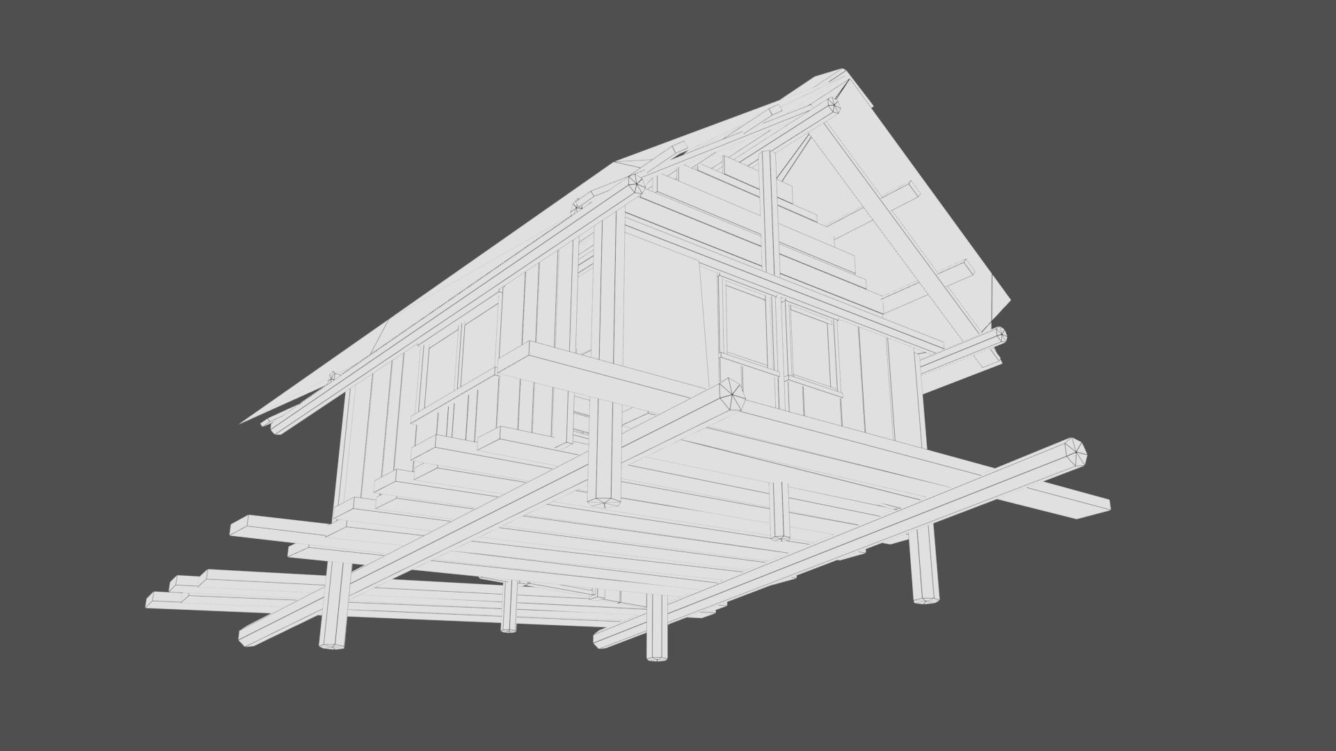 Tree house Low-poly 3D model_12