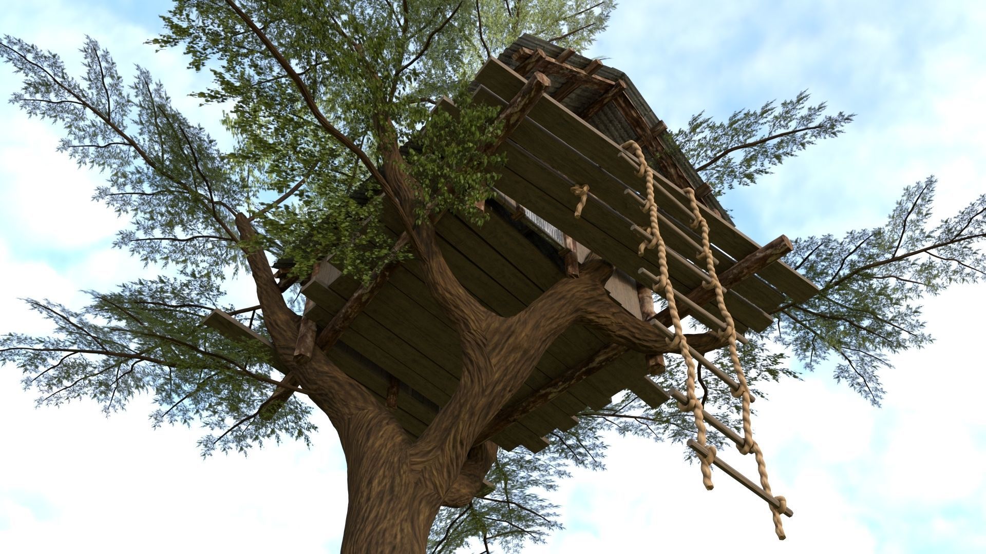 Tree house Low-poly 3D model_7