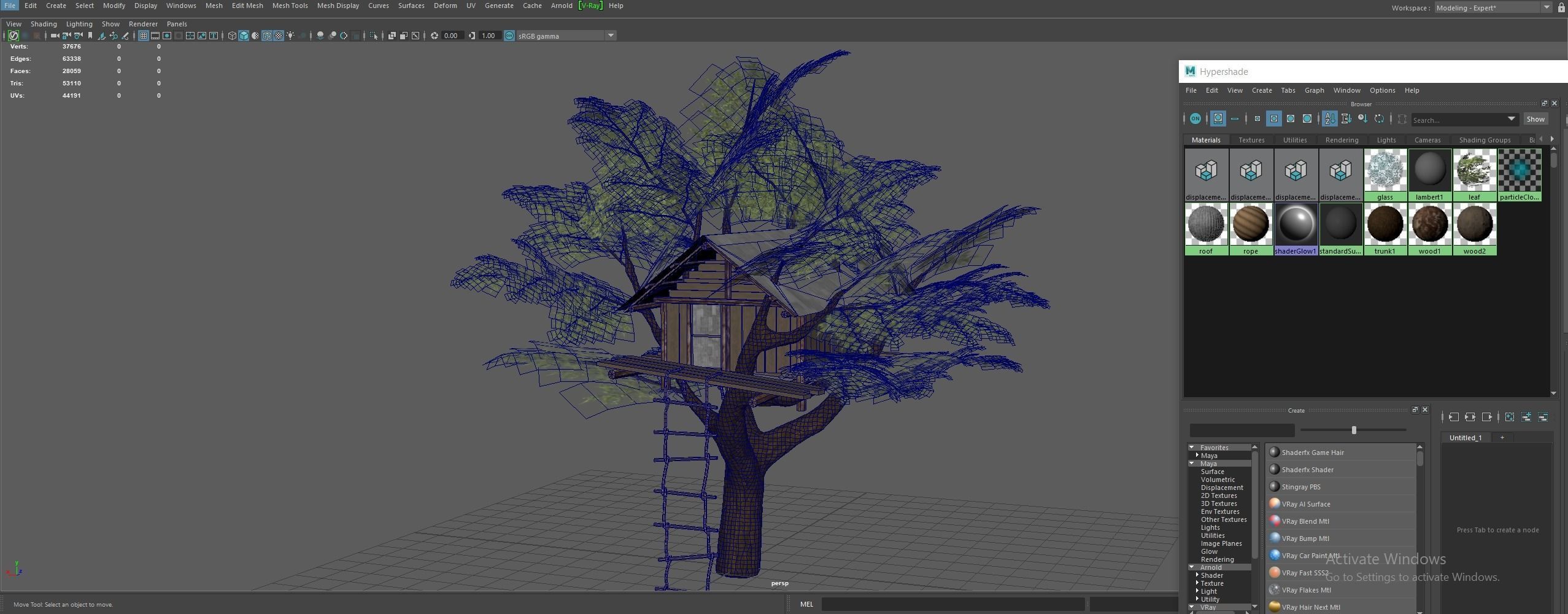 Tree house Low-poly 3D model_17