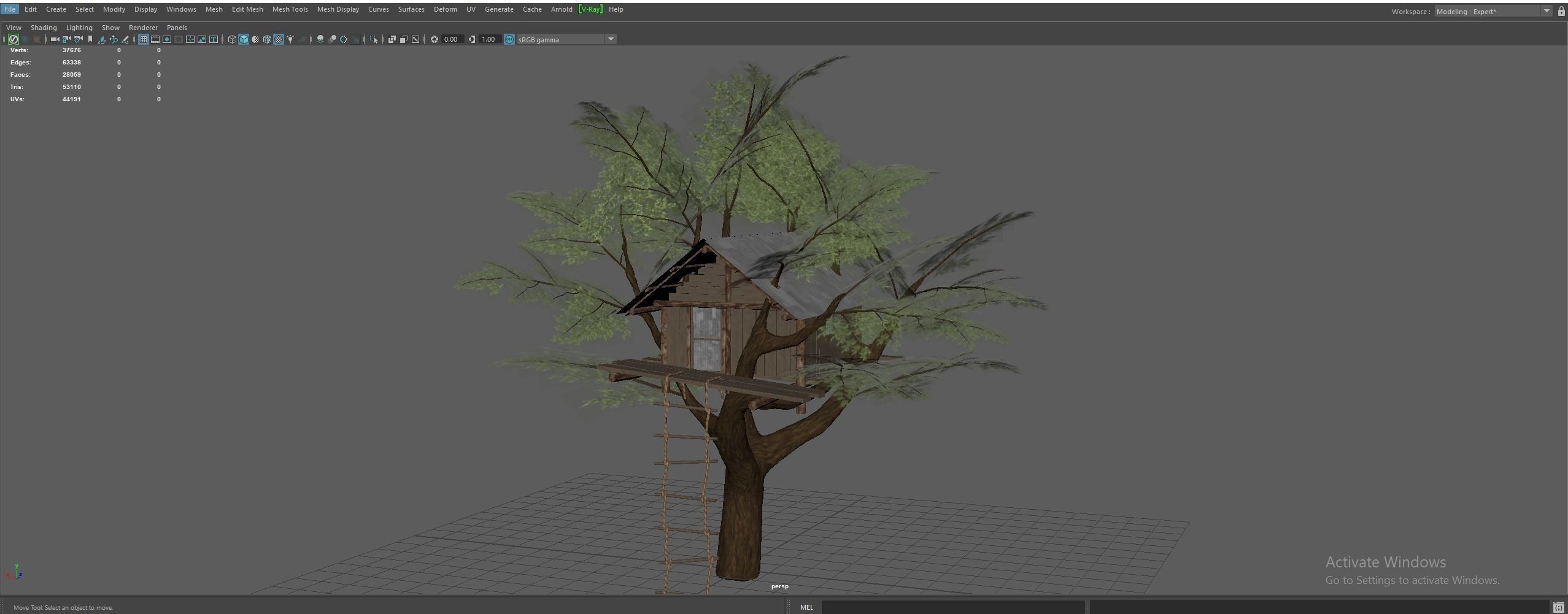 Tree house Low-poly 3D model_18