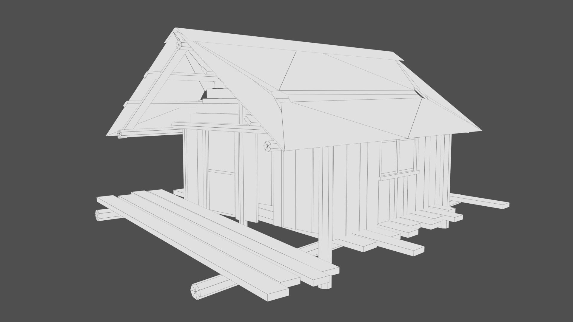 Tree house Low-poly 3D model_11
