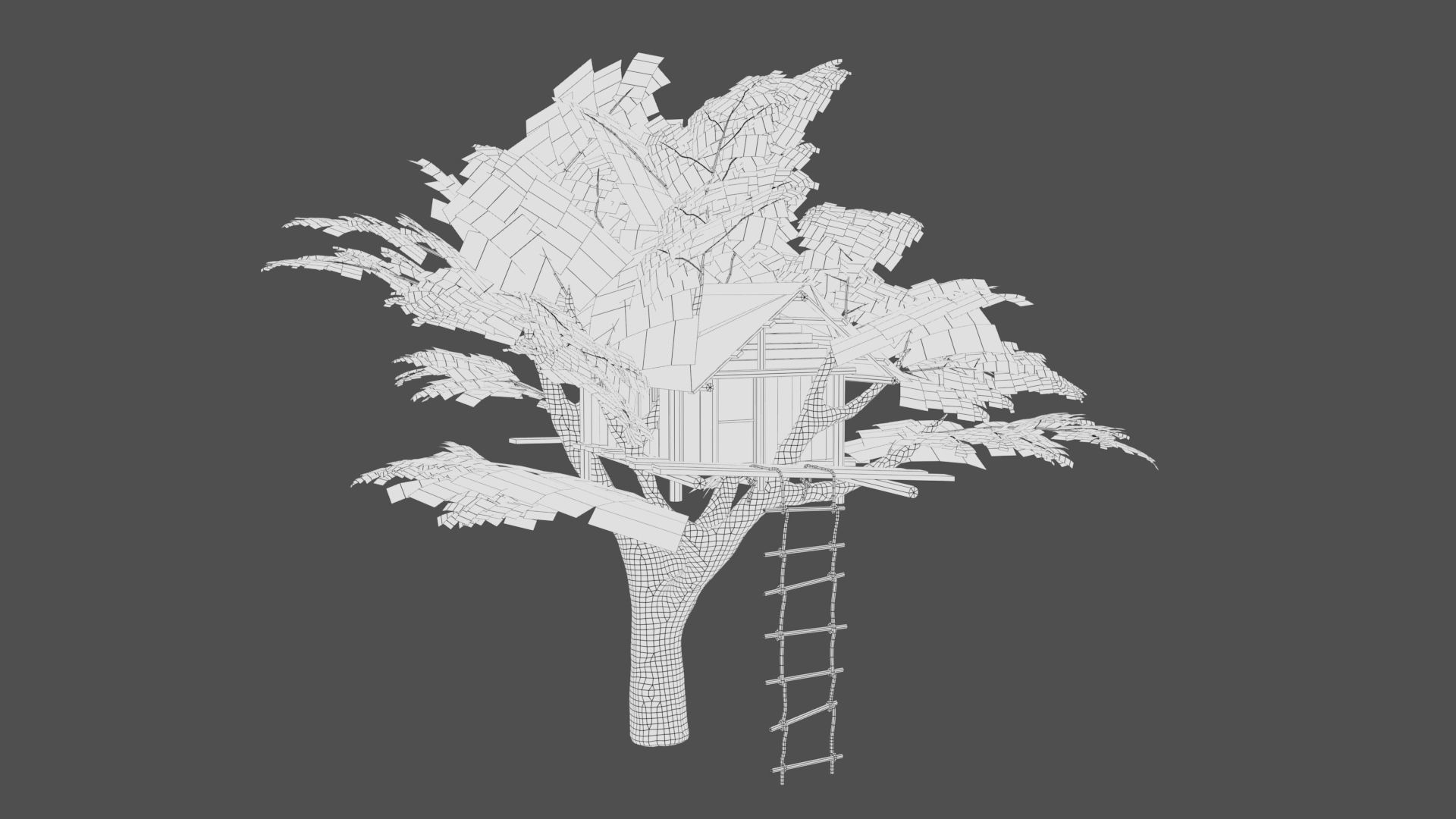 Tree house Low-poly 3D model_9
