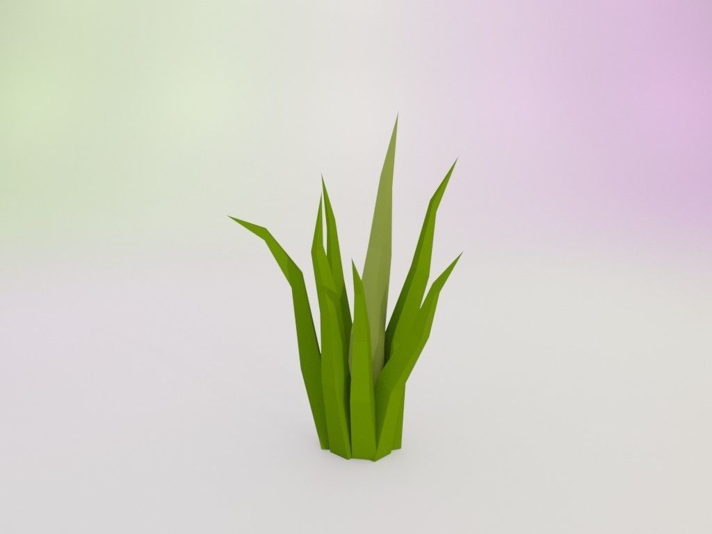Low poly grass Low-poly 3D model_7
