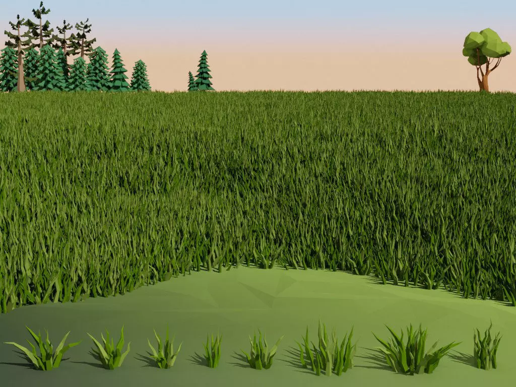Low poly grass Low-poly 3D model_0