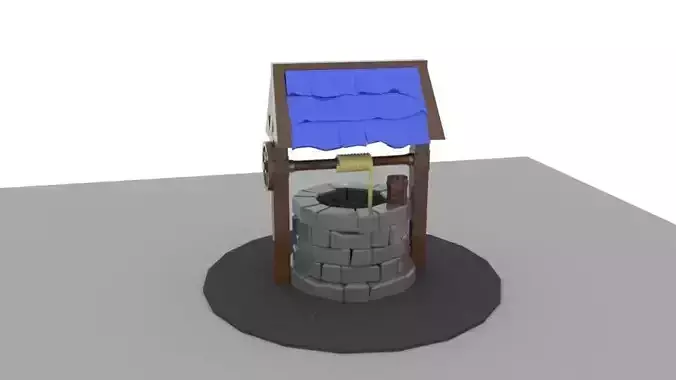 Low poly well wooden pole