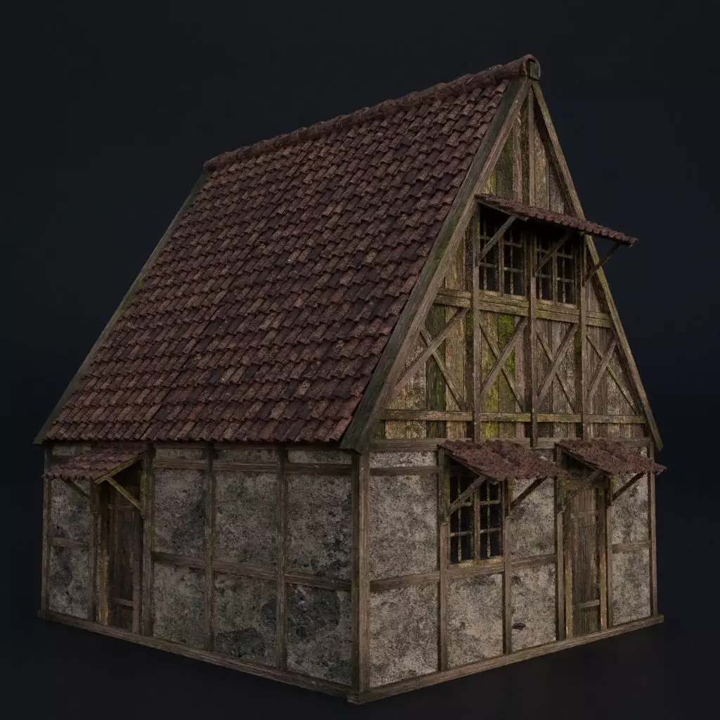 OLD MEDIEVAL BUILDING 02 Low-poly 3D model_0