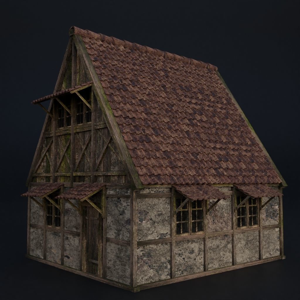 OLD MEDIEVAL BUILDING 02 Low-poly 3D model_2