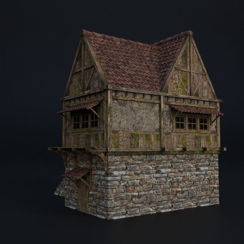 OLD MEDIEVAL BUILDING 03 Low-poly 3D model_2
