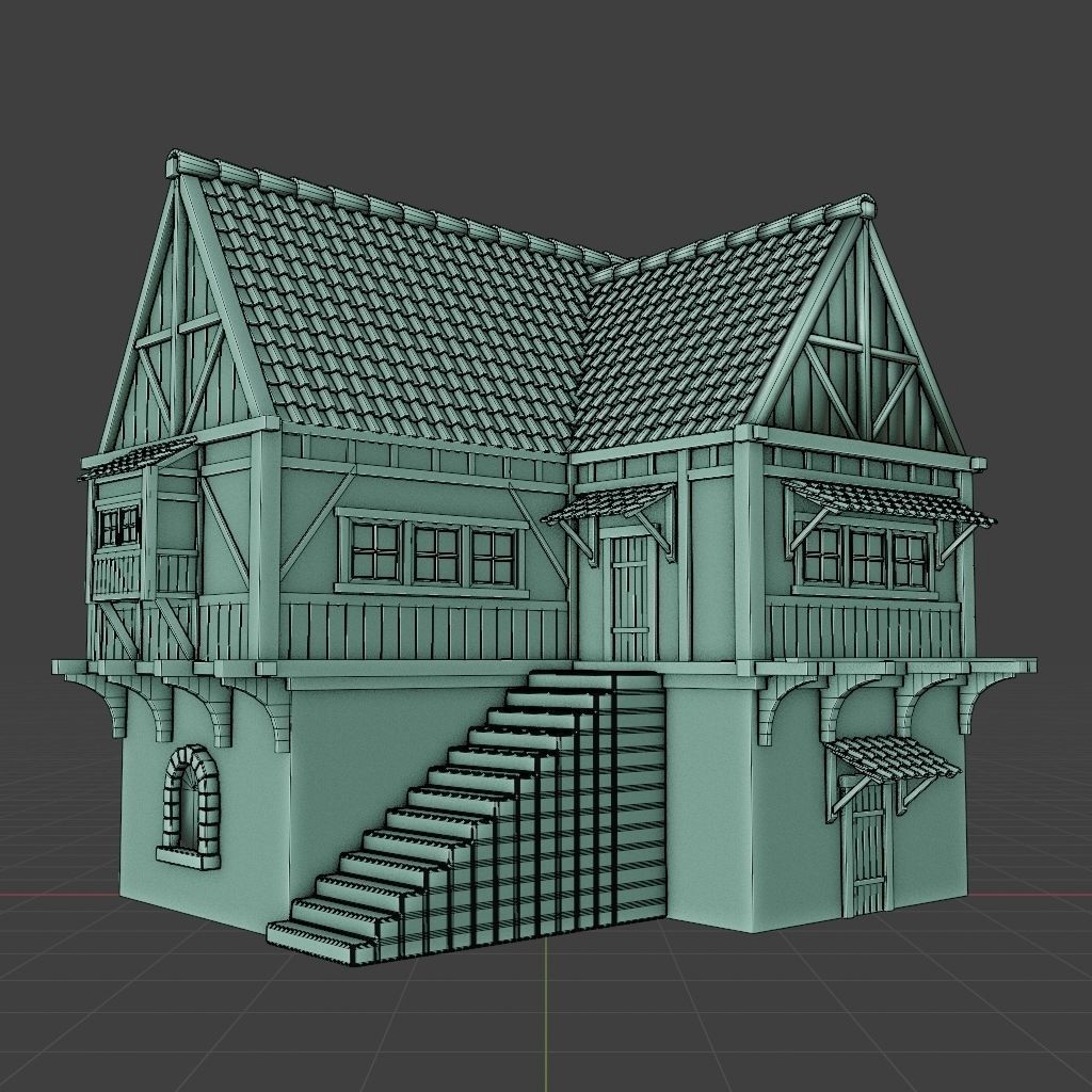 OLD MEDIEVAL BUILDING 03 Low-poly 3D model_11
