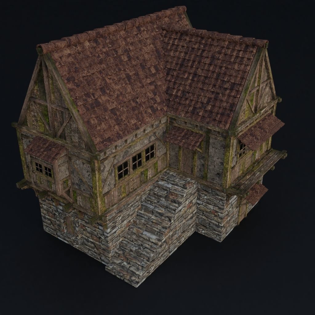OLD MEDIEVAL BUILDING 03 Low-poly 3D model_6