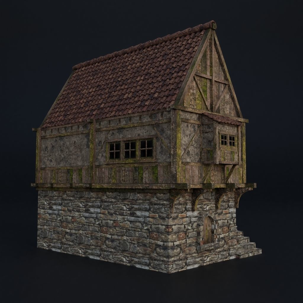 OLD MEDIEVAL BUILDING 03 Low-poly 3D model_3