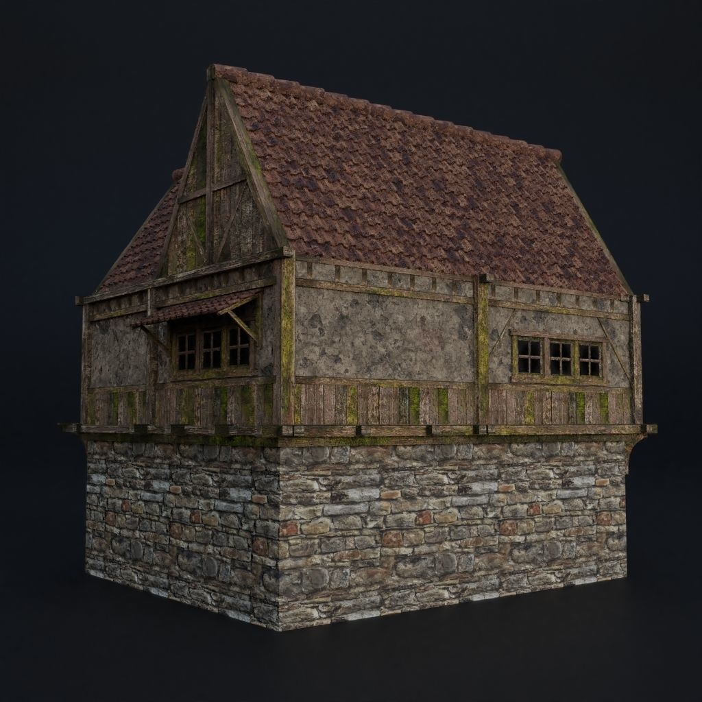 OLD MEDIEVAL BUILDING 03 Low-poly 3D model_4