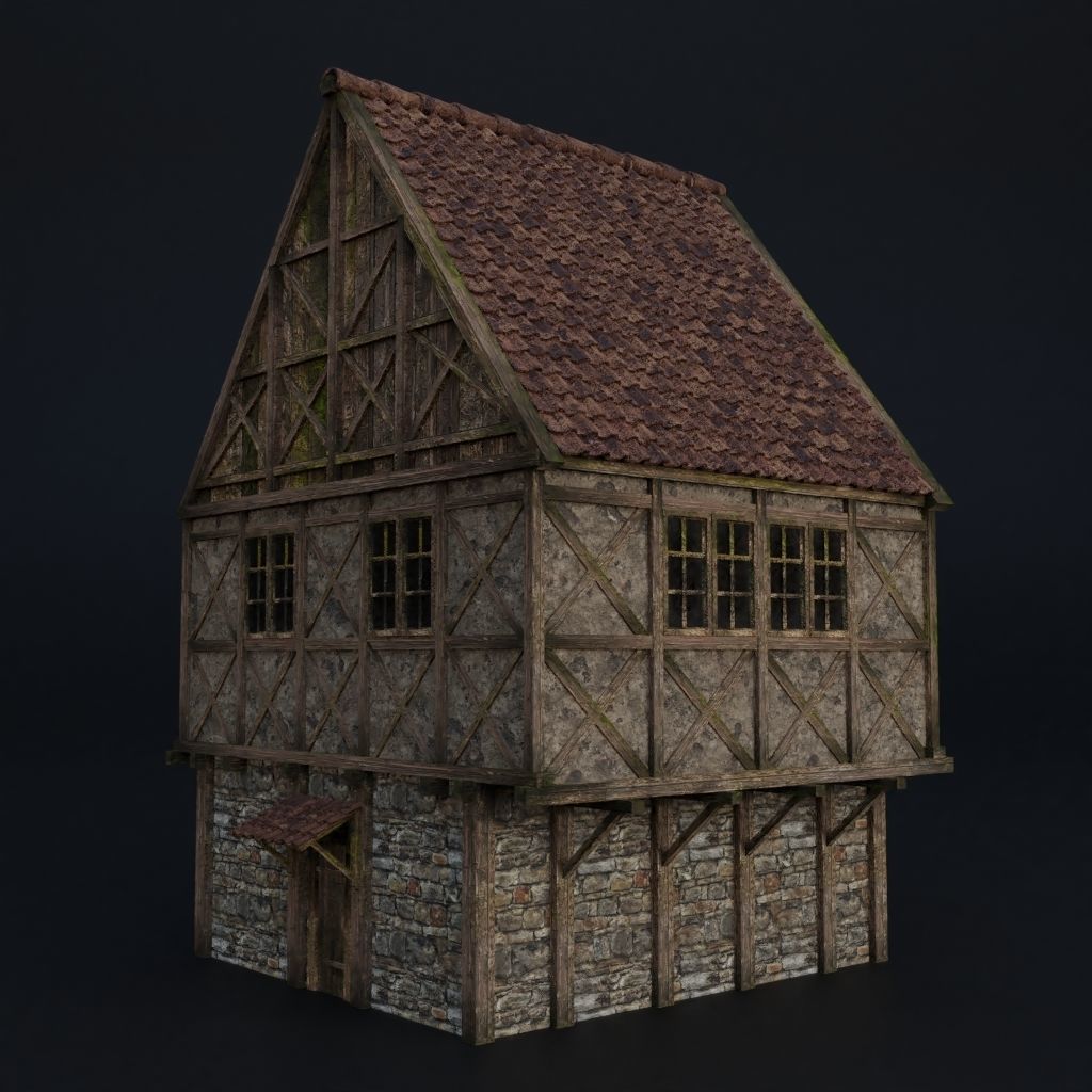 OLD MEDIEVAL BUILDING 04 Low-poly 3D model_2