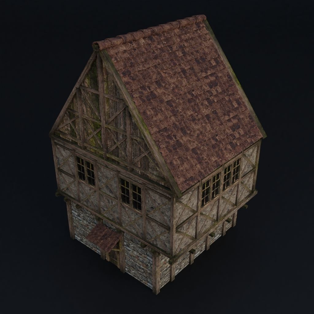 OLD MEDIEVAL BUILDING 04 Low-poly 3D model_5