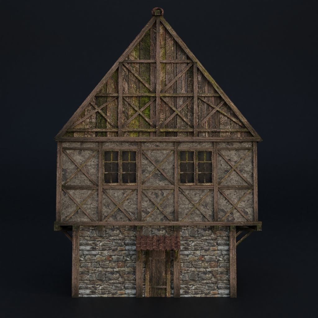 OLD MEDIEVAL BUILDING 04 Low-poly 3D model_3