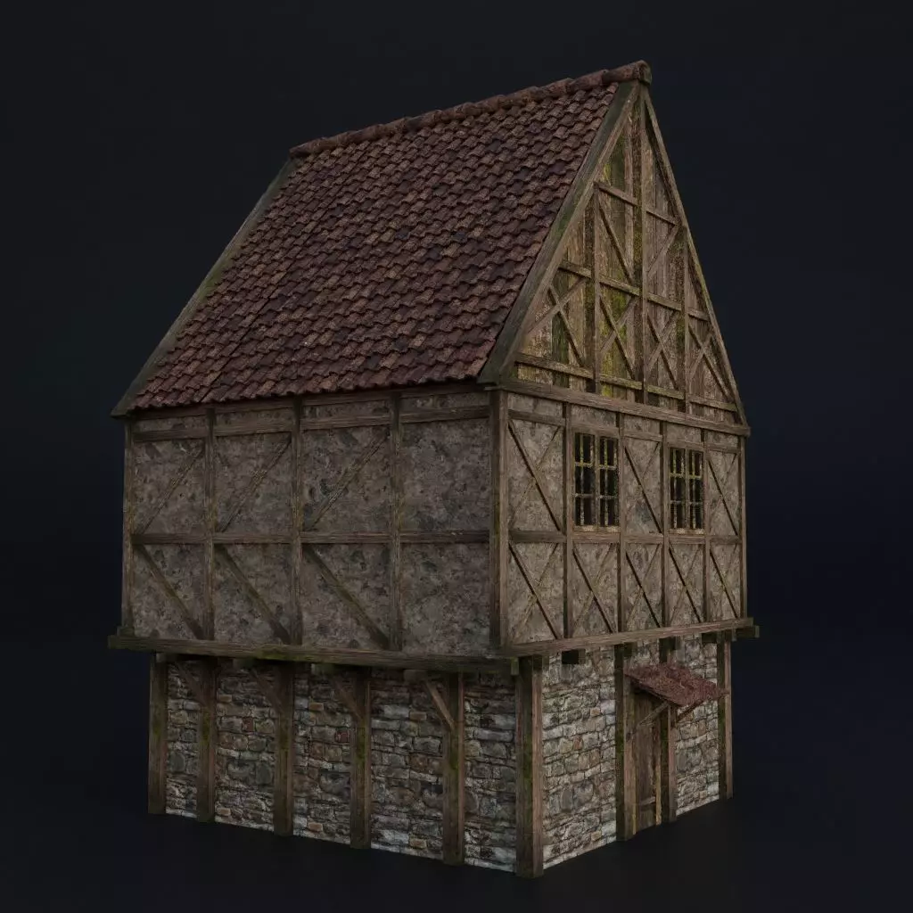 OLD MEDIEVAL BUILDING 04 Low-poly 3D model_0