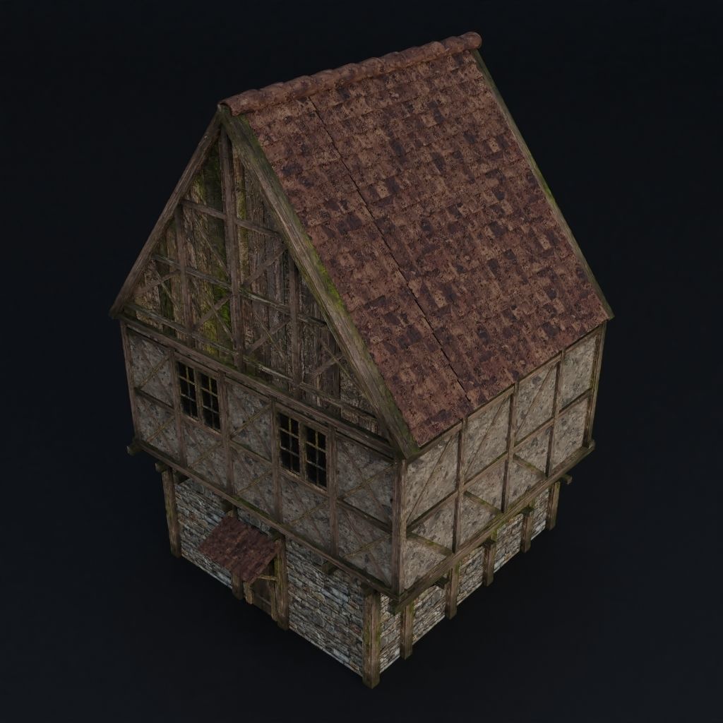 OLD MEDIEVAL BUILDING 04 Low-poly 3D model_6