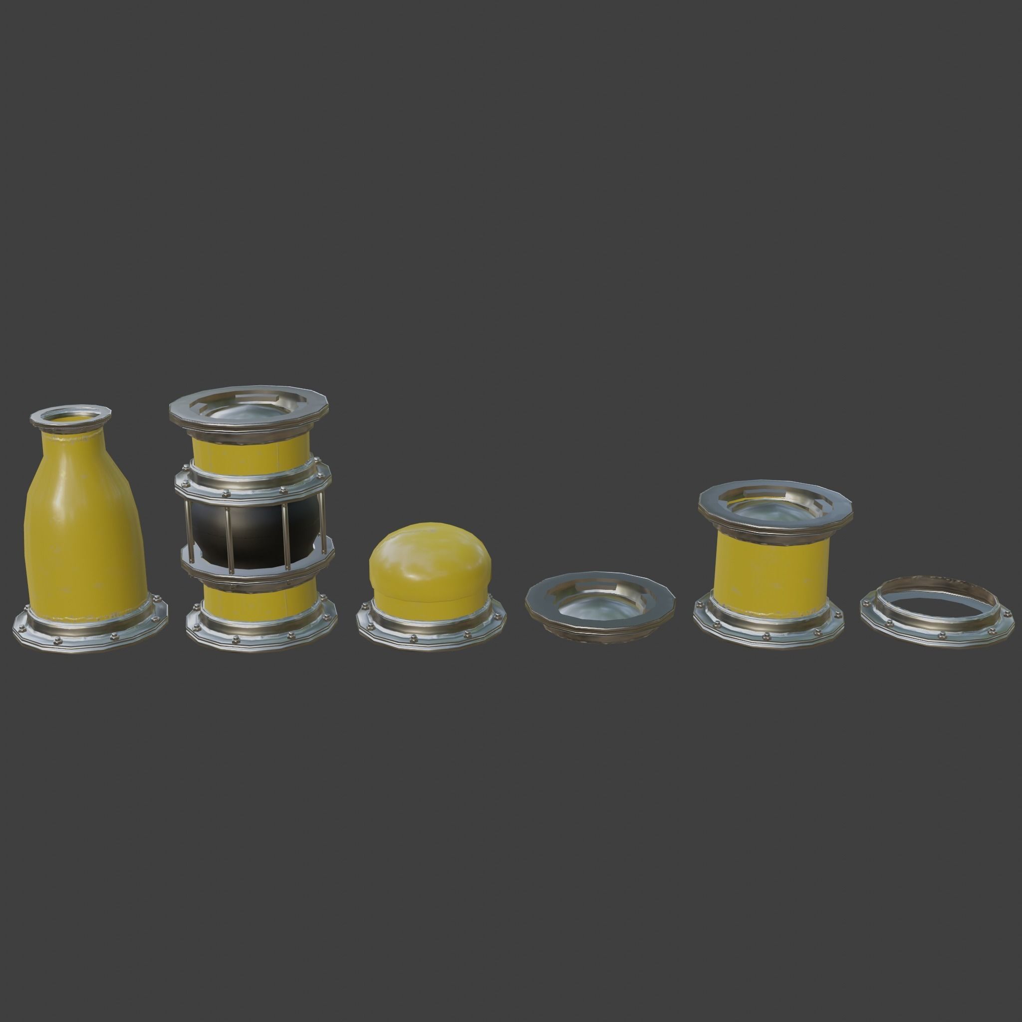 Pipes Modular Set Low-poly 3D model_2