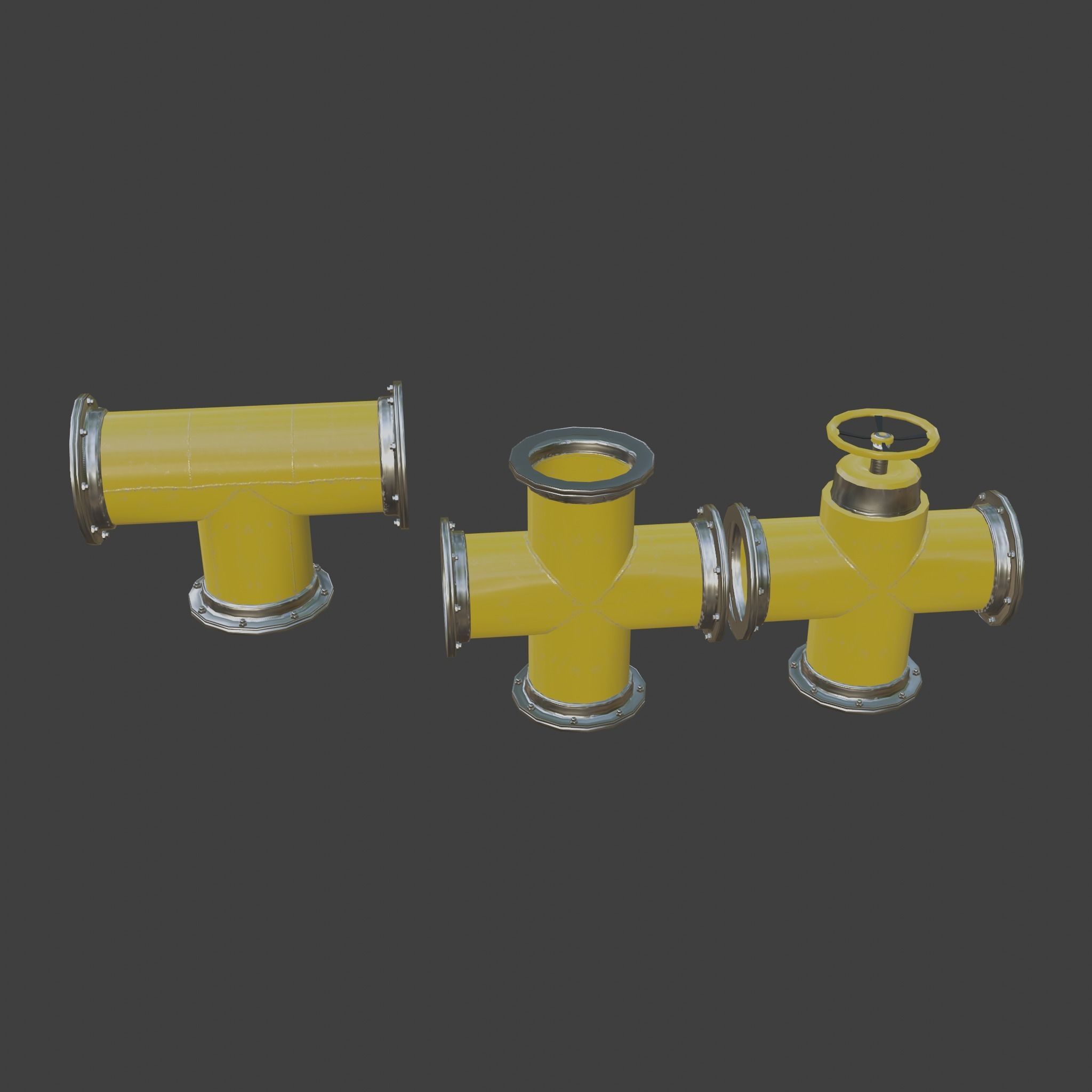 Pipes Modular Set Low-poly 3D model_3