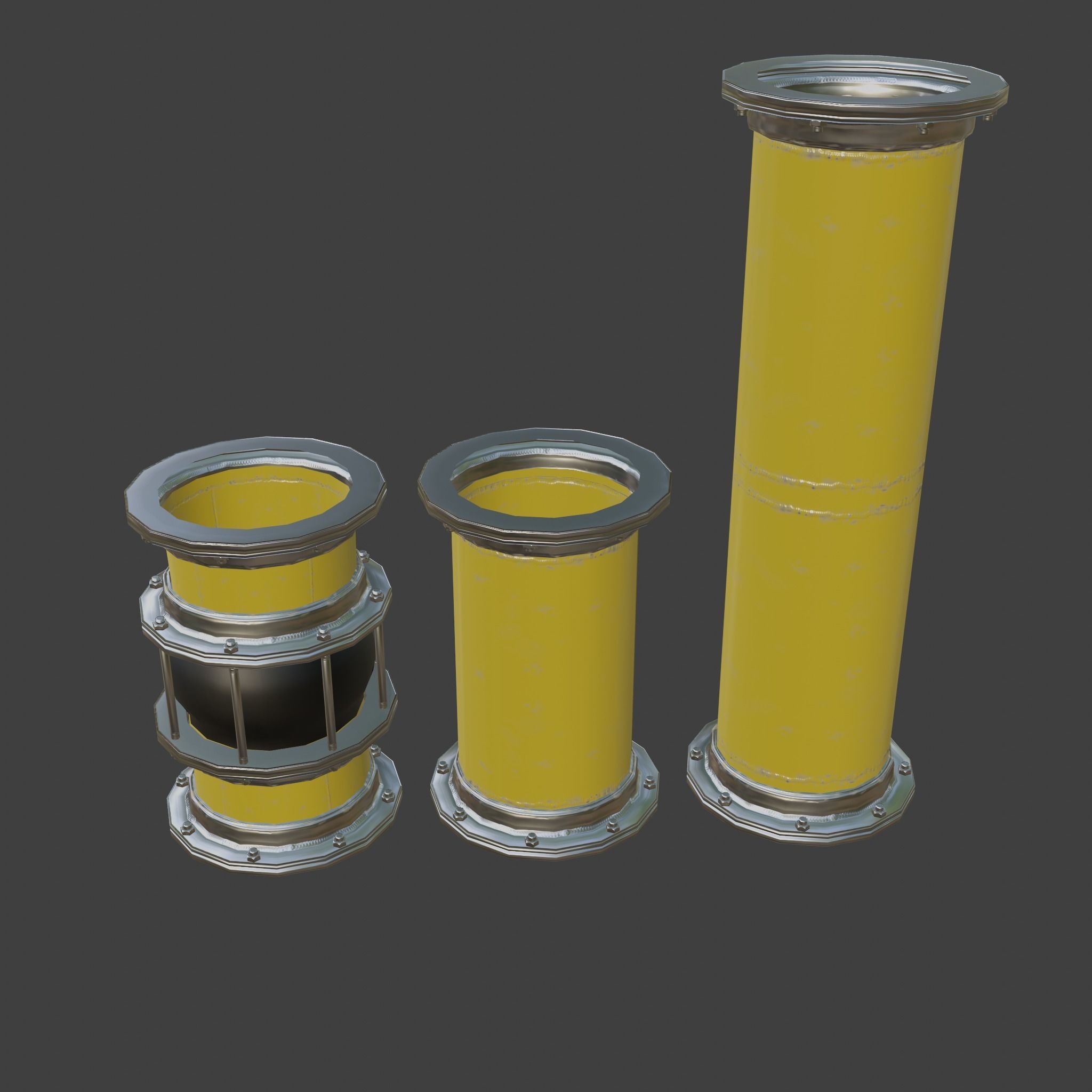 Pipes Modular Set Low-poly 3D model_5